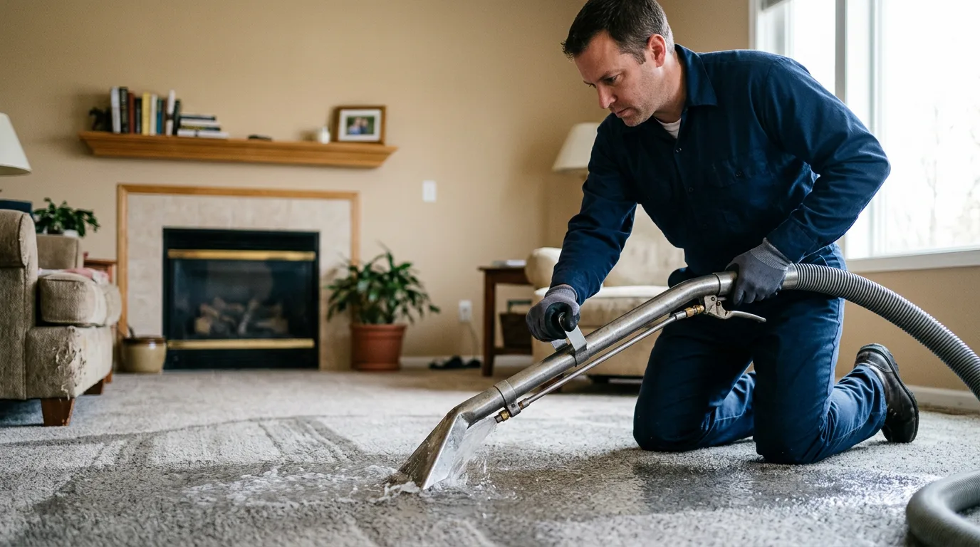 Water damage restoration technician working near Cedar Point, IL